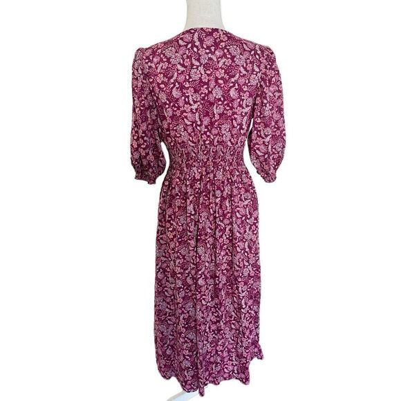 NWT Old Navy Womens Floral Print Midi Maxi Dress Puff Sleeve Size Small Prairie - Picture 3 of 6